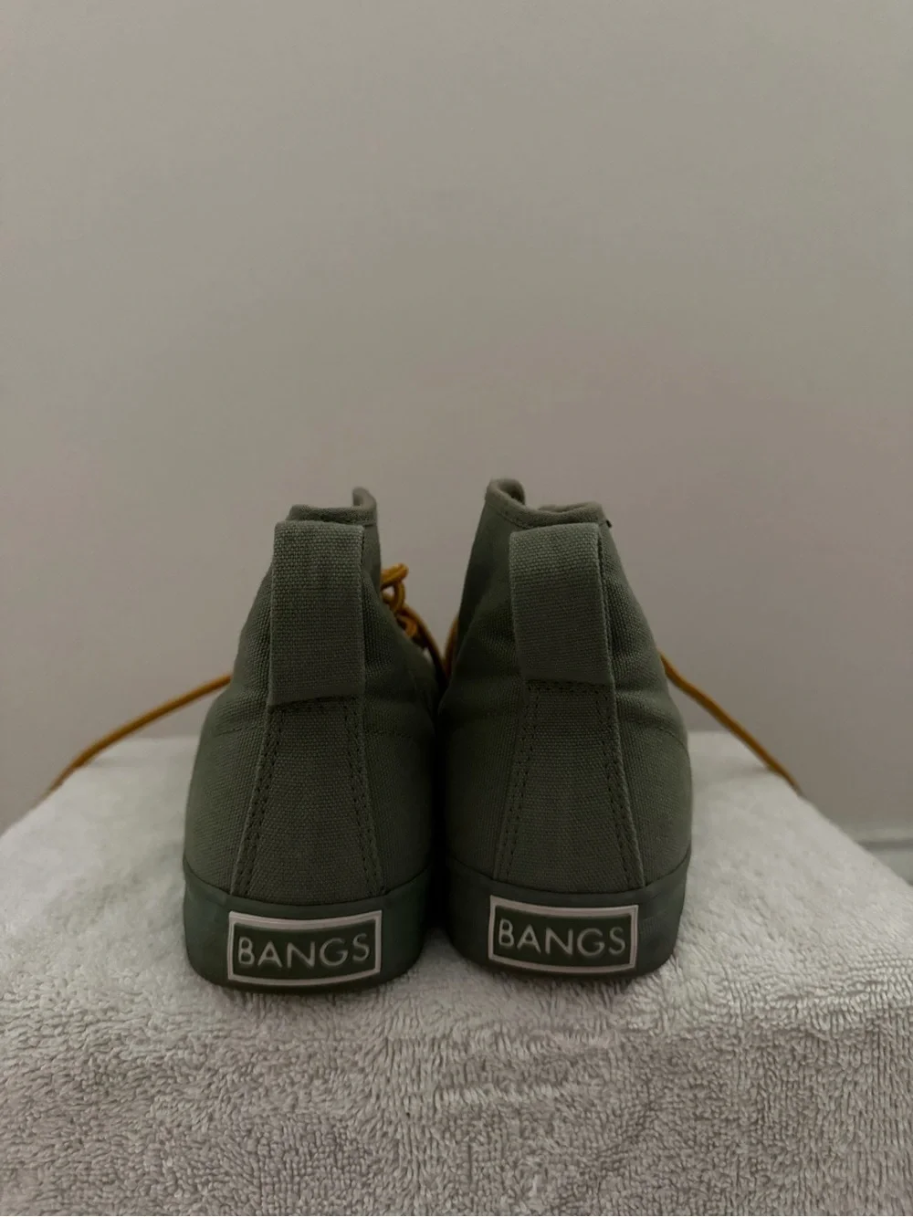 Olive High-Top Canvas Sneakers with Contrast Laces